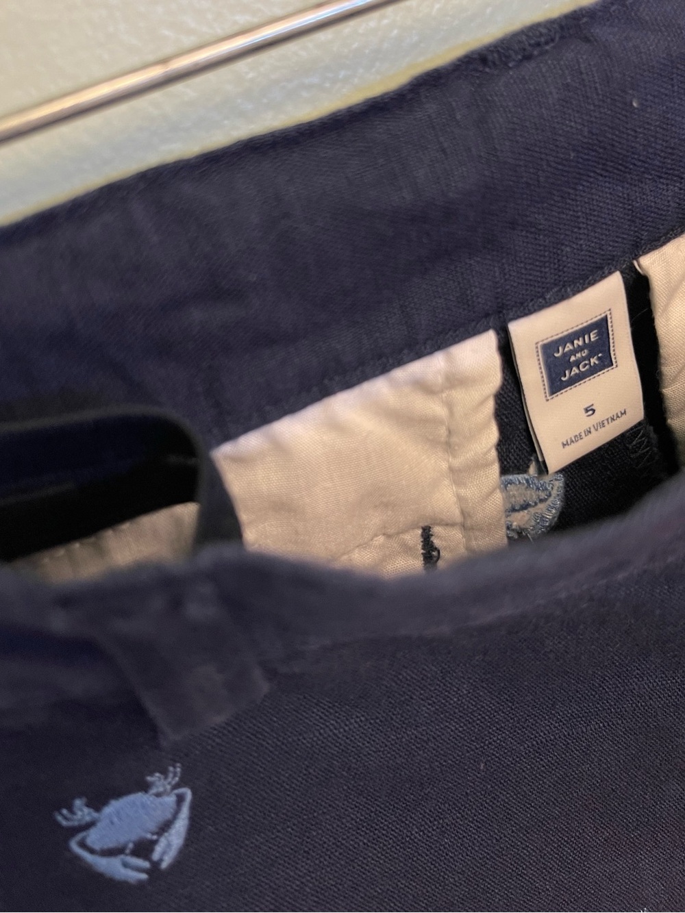 Janie and Jack Navy Pants with Light-Blue Crab Embroidery - Picture 4 of 7
